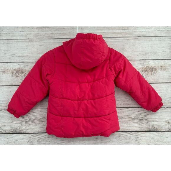 Osh‎ Kosh b'Gosh Floral Hooded Ruffled Puffer Jacket Girl's M 6/8 Pink - Picture 2 of 13